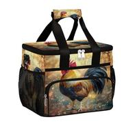 Mexpekil Sac à déjeuner isotherme réutilisable avec signes du zodiaque coq pour femmes, hommes et adultes, grand sac fourre-tout isotherme réutilisable pour le travail, le pique-nique, les activités
