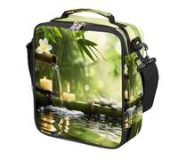 Mexpekil Sac à déjeuner japonais Zen en bambou pour enfants garçons filles Boîte à déjeuner carrée isotherme réutilisable pour l'école, le pique-nique, les voyages