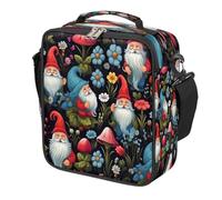Mexpekil Sac à déjeuner pour enfants avec motif de nains de champignon et fleurs - Carré - Isolation thermique - Réutilisable - Pour l'école, le pique-nique, les voyages