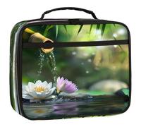 Mexpekil Sac à déjeuner pour enfants, motif jardin zen, lotus, sac à déjeuner japonais, sac fourre-tout isotherme réutilisable pour l'école, le pique-nique, le travail