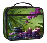 Mexpekil Sac à déjeuner pour enfants - Zen japonais - Violet - Fleurs d'orchidée - Sac fourre-tout isotherme réutilisable pour l'école, le pique-nique, le travail