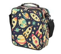 Mexpekil Sac à déjeuner rétro Space Planet Rockets pour enfants, garçons et filles, boîte à déjeuner carrée à isolation thermique, réutilisable pour l'école, le pique-nique, les voyages