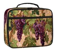 Mexpekil Sac à déjeuner vintage pour enfants, motif raisin, sac fourre-tout isotherme réutilisable pour l'école, le pique-nique, le travail