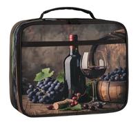Mexpekil Sac à déjeuner vintage pour enfants, motif vin, raisin, sac fourre-tout isotherme réutilisable pour l'école, le pique-nique, le travail