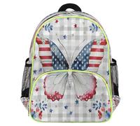 Mexpekil Sac à dos de voyage léger et imperméable pour enfants avec sangle de poitrine et porte-bouteille d'eau Motif drapeau des États-Unis Rouge/bleu