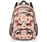 Mexpekil Sac à dos d'école, motif teckel mignon, motif chiens Xoxo Cœurs, grand sac d'école pour filles, garçons, enfants, sac à dos imperméable pour ordinateur portable pour femme et homme, sac à dos