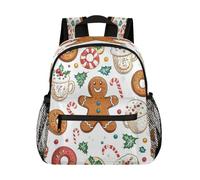 Mexpekil Sac à dos pour enfants sur le thème des biscuits de Noël avec sangle de poitrine pour filles et garçons, petit sac à dos mignon pour enfants pour tout-petits