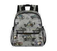 Mexpekil Sac à dos pour enfants sur le thème des véhicules de l'armée avec sangle de poitrine pour filles et garçons, petit sac à dos mignon pour enfants pour tout-petits