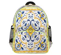 Mexpekil Sac à dos vintage à motif fleurs du Maroc pour filles et garçons, sac d'école, léger et imperméable, sac à dos de voyage pour enfants préscolaires avec sangle de poitrine et porte-bouteille