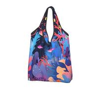 Mexpekil Sac à provisions pliable coloré monde sous-marin réutilisable sac fourre-tout imperméable pour le shopping quotidien