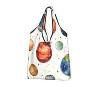 Mexpekil Sac à provisions pliable et imperméable Motif planètes de dessin animé