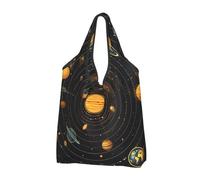 Mexpekil Sac à provisions pliable motif planètes du système solaire réutilisable et imperméable pour le shopping quotidien