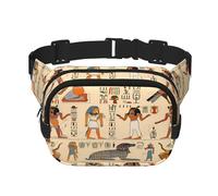 Mexpekil Sac banane avec hiéroglyphes égyptiens sur le thème de l'Égypte pour homme et femme - Imperméable - Tendance - Avec sangle réglable - Sac banane pour course à pied et randonnée, multicolore,