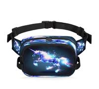 Mexpekil Sac banane Dream Unicorn avec fermeture éclair bidirectionnelle - Imperméable - Avec sangle réglable, Noir