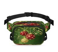 Mexpekil Sac banane léger et résistant à l'eau avec boules de Noël et ceinture réglable pour voyage, randonnée, promenade du chien, sport de plein air (vert)