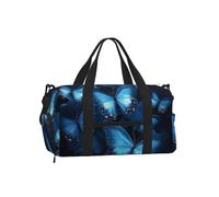 Mexpekil Sac de sport avec compartiment à chaussures étanche Grand sac fourre-tout de voyage, Art papillons bleus, One Size, Classique