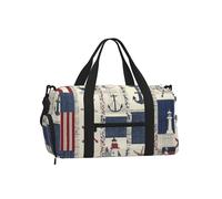 Mexpekil Sac de sport avec compartiment à chaussures étanche Grand sac fourre-tout de voyage, Boussole nautique patchwork, One Size, Classique