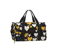 Mexpekil Sac de sport avec compartiment à chaussures étanche Grand sac fourre-tout de voyage, Cœur jaune Valentine, One Size, Classique