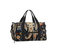 Mexpekil Sac de sport avec compartiment à chaussures étanche Grand sac fourre-tout de voyage, Fleurs d'éléphant bohème, One Size, Classique