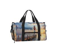 Mexpekil Sac de sport avec compartiment à chaussures étanche Grand sac fourre-tout de voyage, Lighthouse Sea, One Size, Classique