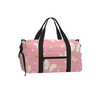 Mexpekil Sac de sport avec compartiment à chaussures étanche Grand sac fourre-tout de voyage, Papillons blancs étoiles jaunes, One Size, Classique