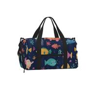 Mexpekil Sac de sport avec compartiment à chaussures étanche Grand sac fourre-tout de voyage, Poisson animal marin dessin animé, One Size, Classique