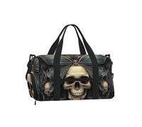Mexpekil Sac de sport avec compartiment à chaussures étanche Grand sac fourre-tout de voyage, Tête de mort avec ailes de papillon, One Size, Classique