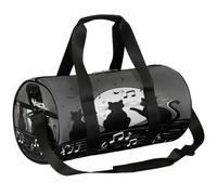 Mexpekil Sac de sport avec compartiment à chaussures, étanche, motif chat noir, partitions de musique, sac à dos de voyage, pour fitness, gym, week-end, Black Cat Music Partition