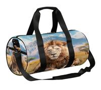 Mexpekil Sac de sport avec compartiment à chaussures, imperméable Big Lion on The African Savannah Sac à dos de voyage pour fitness, gym, week-end, Grand lion sur la savane africaine