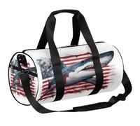 Mexpekil Sac de sport avec compartiment à chaussures, imperméable, grand requin, drapeau américain, patriotisme, sac à dos de voyage pour fitness, gym, week-end, Big Shark Drapeau américain