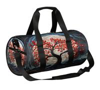 Mexpekil Sac de sport avec compartiment à chaussures, imperméable, motif feuilles d'érable et arbre heureux, sac à dos de voyage pour fitness, gym, week-end, Maple Leaf Happy Tree Automne