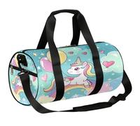 Mexpekil Sac de sport avec compartiment à chaussures, imperméable, motif licorne, arc-en-ciel, ballons, dessin animé, pour fitness, gym, week-end, Ballon licorne arc-en-ciel Love Cartoon