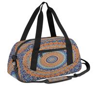 Mexpekil Sac de sport bleu orange mandala fleur enfants garçons filles adolescents voyage sport sac fourre-tout pour la nuit Weekender Dance Bag