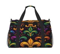 Mexpekil Sac de sport coloré Mardi Gras Fleur de Lis Sac de voyage pour homme et femme, multicolore, 19.7x10.2x13 in, Sac de voyage