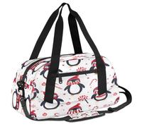 Mexpekil Sac de sport de Noël en forme de pingouin en sucre d'orge pour enfants, garçons, filles, adolescents, sac de voyage, sac fourre-tout, pour la nuit, le week-end, la danse