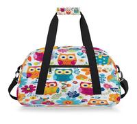 Mexpekil Sac de sport de voyage pour filles et garçons, sac à main étanche pour le sport, la danse, l'école, Hiboux de couleur vive