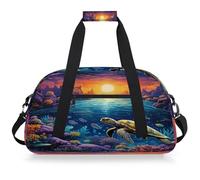 Mexpekil Sac de sport de voyage pour filles et garçons, sac à main étanche pour le sport, la danse, l'école, Tortue du lac Art