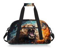 Mexpekil Sac de sport de voyage pour filles et garçons, sac à main étanche pour le sport, la danse, l'école, Lion en colère