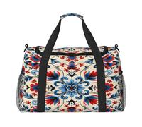Mexpekil Sac de sport ethnique rouge bleu motif floral folk sac de voyage pour homme femme sac de sport week-end nuit gym fourre-tout sac de transport, multicolore, 19.7x10.2x13 in, Sac de voyage