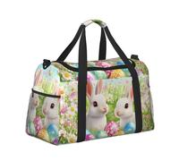 Mexpekil Sac de sport imperméable pour le sport, la gym, la danse, le week-end, le week-end, le voyage, pour homme et femme, White Rabbit Floral Egg Grass, Taille unique