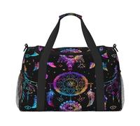 Mexpekil Sac de sport magique avec attrape-rêves et plumes pour homme et femme, multicolore, 19.7x10.2x13 in, Sac de voyage