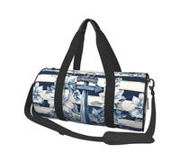 Mexpekil Sac de sport pliable - Sac de voyage imperméable pour femme et homme - Grand sac de week-end, Ancre Fleurs Rayées, Taille unique