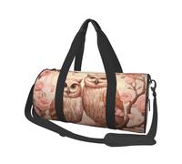 Mexpekil Sac de sport pliable - Sac de voyage imperméable pour femme et homme - Grand sac de week-end, Chouette rose sur branche, Taille unique