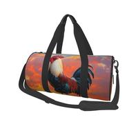 Mexpekil Sac de sport pliable - Sac de voyage imperméable pour femme et homme - Grand sac de week-end, Coq en bois orange ciel, Taille unique