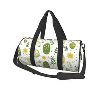 Mexpekil Sac de sport pliable - Sac de voyage imperméable pour femme et homme - Grand sac de week-end pour le sport et la danse, Feuilles d'œufs jaunes verts, Taille unique