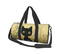 Mexpekil Sac de sport pliable - Sac de voyage imperméable pour femme et homme - Grand sac de week-end pour le sport et la danse, Fleur de chat noir bohème, Taille unique