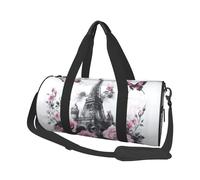 Mexpekil Sac de sport pliable - Sac de voyage imperméable pour femme et homme - Grand sac de week-end pour le sport et la danse, Tour Eiffel Rose Roses Papillon, Taille unique