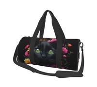 Mexpekil Sac de sport pliable - Sac de voyage imperméable pour femme et homme - Grand sac de week-end pour le sport et la danse, Fleurs de chat noir, Taille unique