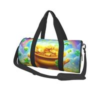 Mexpekil Sac de sport pliable - Sac de voyage imperméable pour femme et homme - Grand sac de week-end pour le sport et la danse, Pièces dorées arc-en-ciel, Taille unique