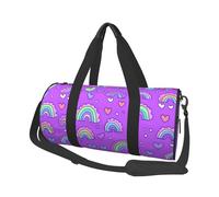 Mexpekil Sac de sport pliable - Sac de voyage imperméable pour femme et homme - Grand sac de week-end pour le sport et la danse, Petits cœurs arc-en-ciel, Taille unique